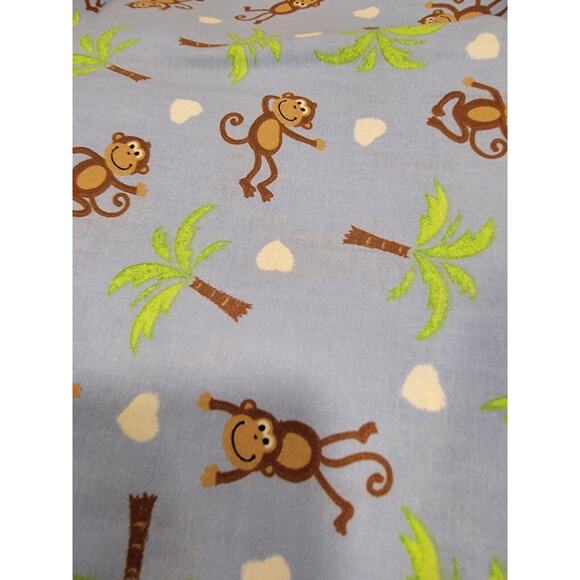 Monkeys And Palm Trees On Blue Background Cotton Fabric 1 Yard New - Picture 2 of 5